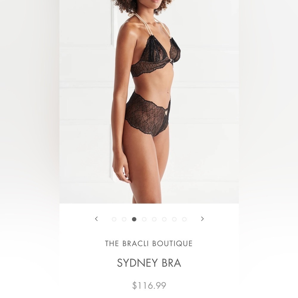 Bracli Pearl Sydney Bra in Black/Gold Lace with Pearls size L NWT NIB - Picture 10 of 11